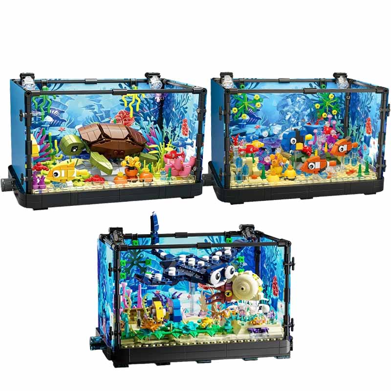 Ocean Aquarium - Aquarium bouwsteenset met licht, aquarium, zeeschildpad,