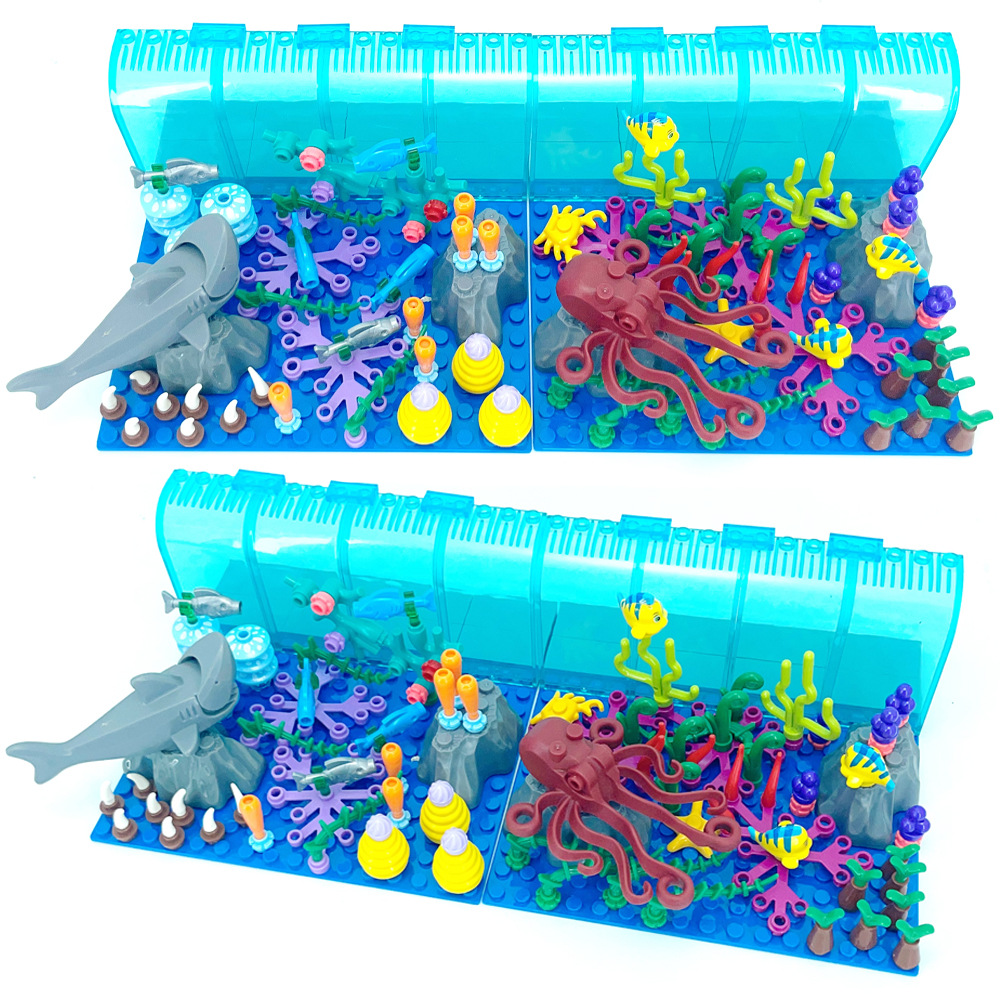 Aquarium Marine World - Compatibel met LEGO Aquarium Scène Bouwstenen