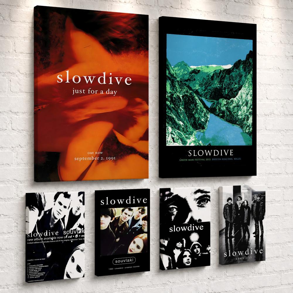 Live Rock - Rockbandalbum S-Slowdive ingelijste muurschildering, klaar om